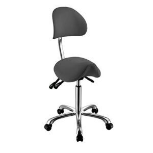 Tabouret selle de cheval avec dossier - NOBLE - Gris