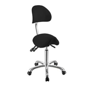 Tabouret selle de cheval avec dossier - NOBLE - Noir