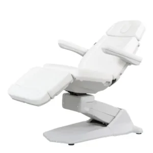 Table esthétique électrique Maxi Smart avec 4 moteurs, chauffage intégré et revêtement PU blanc, réglable pour institut de beauté ou spa