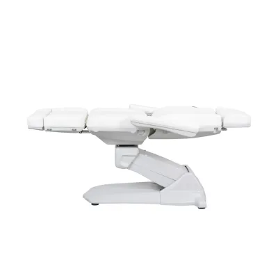 Table esthétique électrique Maxi Smart avec 4 moteurs, chauffage intégré et revêtement PU blanc, réglable pour institut de beauté ou spa