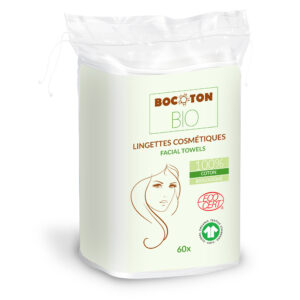Bocoton Maxi rectangles de coton bio x 40 – paquet de rectangles en coton biologique pour démaquillage et soins quotidiens.