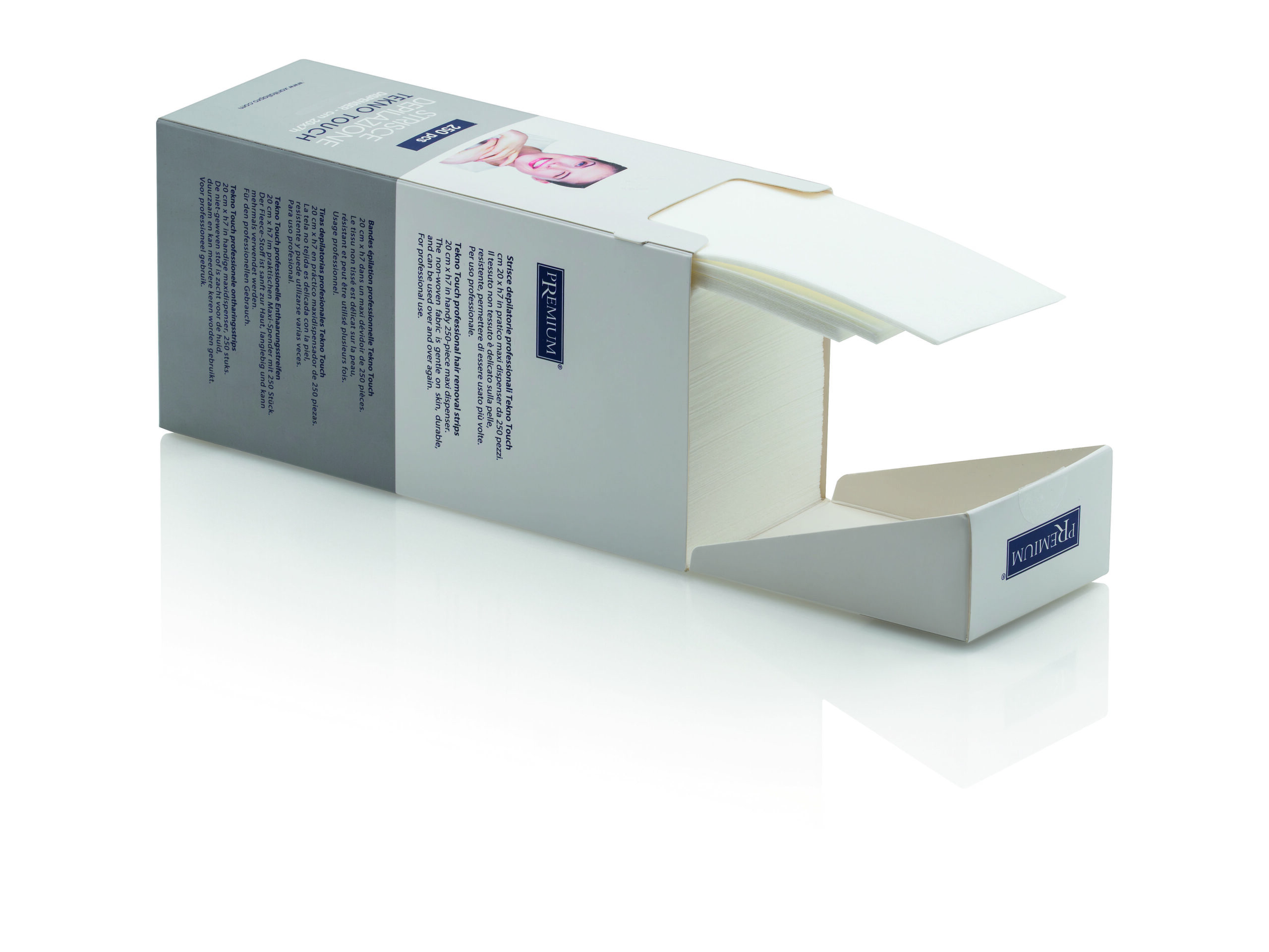 Bandes dépilatoires professionnelles 7 x 20 cm distributeur 250 pièces