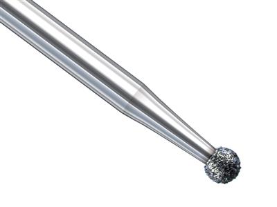 Fraise diamantée à embout sphérique et tige métallique pour ponceuse à ongles.