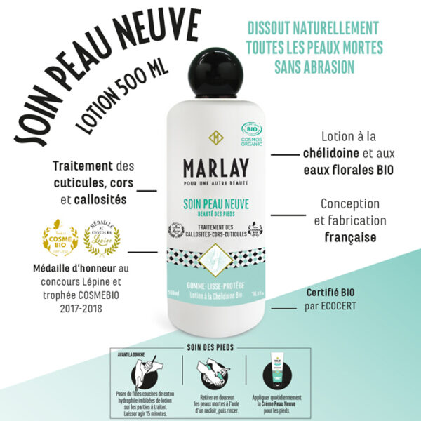 Marlay Soin Peau Neuve 500 ml pour le soin des cuticules, cors et callosités