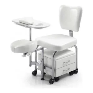 Fauteuil de pédicure professionnel Weelko TENDY WKP002.A26 avec tabouret et rangements.