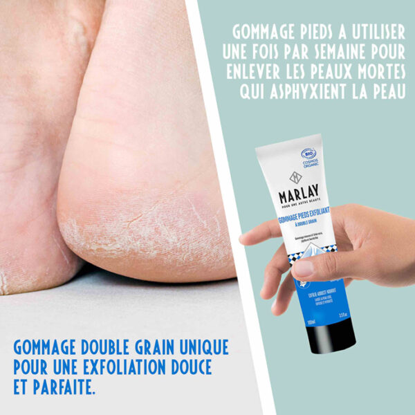 Gommage Pieds Exfoliant Marlay 100 ml certifié Bio – soin exfoliant professionnel pour les pieds